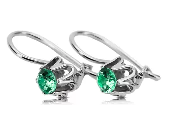 Стерлінгове срібло 925 925 Emerald Сережки vec013s Російський Радянський СРСР Вінтаж прикраси Ар-деко style